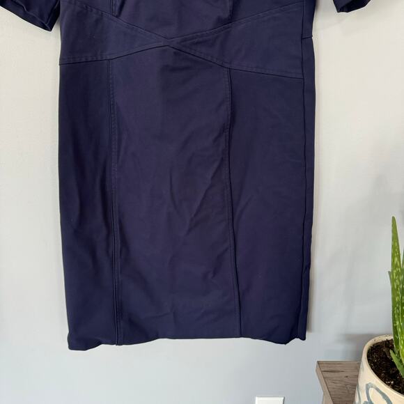 Eloquii Dark Blue Sheath Dress Plus Size 16 Half Sleeves Zipper Back V-Neck - Picture 2 of 8